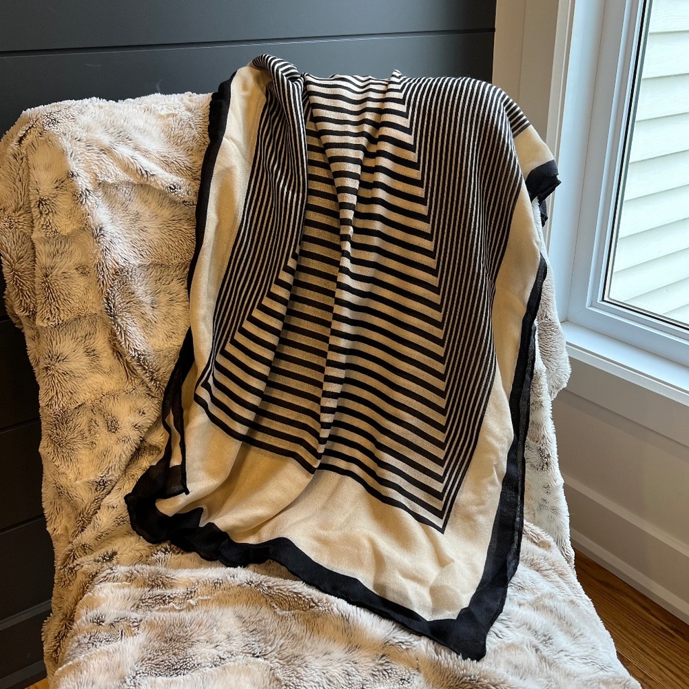 Beautiful Long Cream and Black Scarf